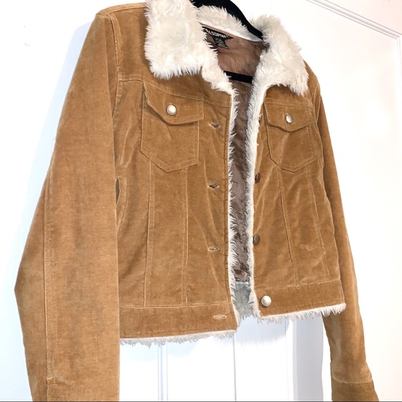 2000s Faux Shearling Corduroy Jacket Tan
